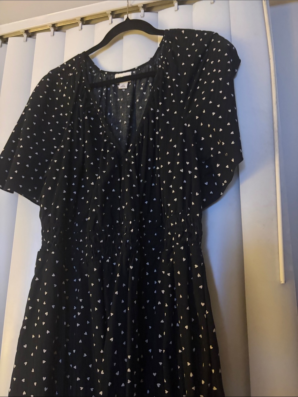 Ava & Viv Black Midi Dress with White Heart Print